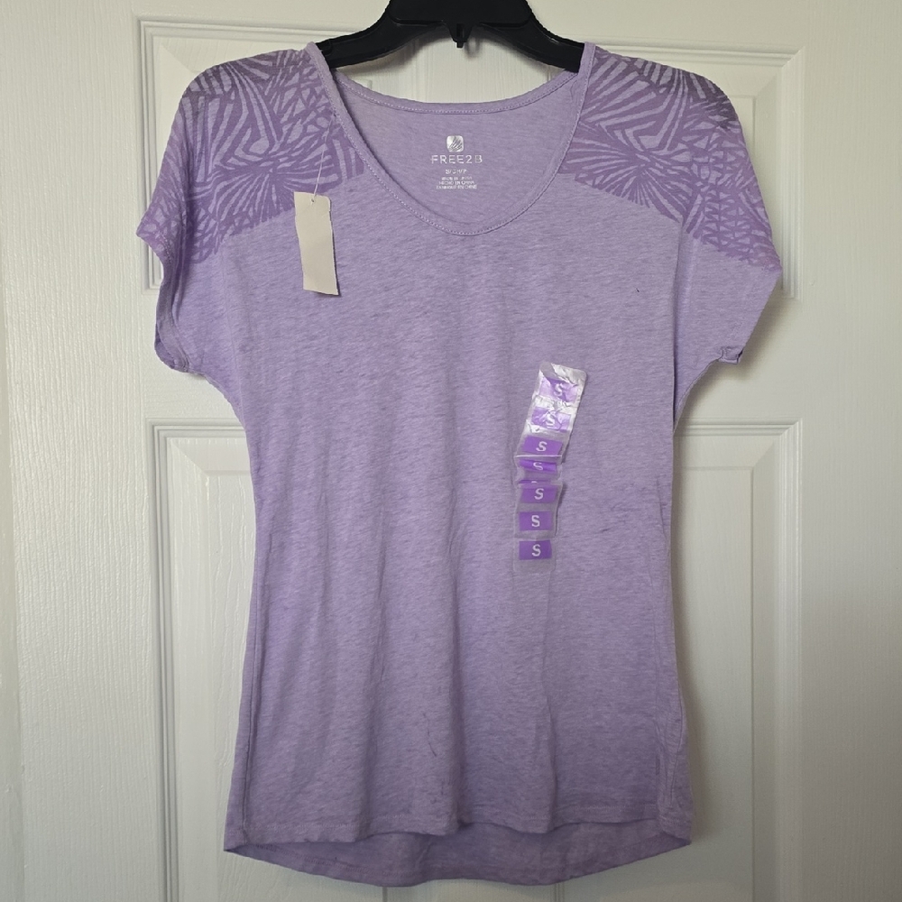 Purple Relaxed Short Sleeve Tee with Scoop Neck